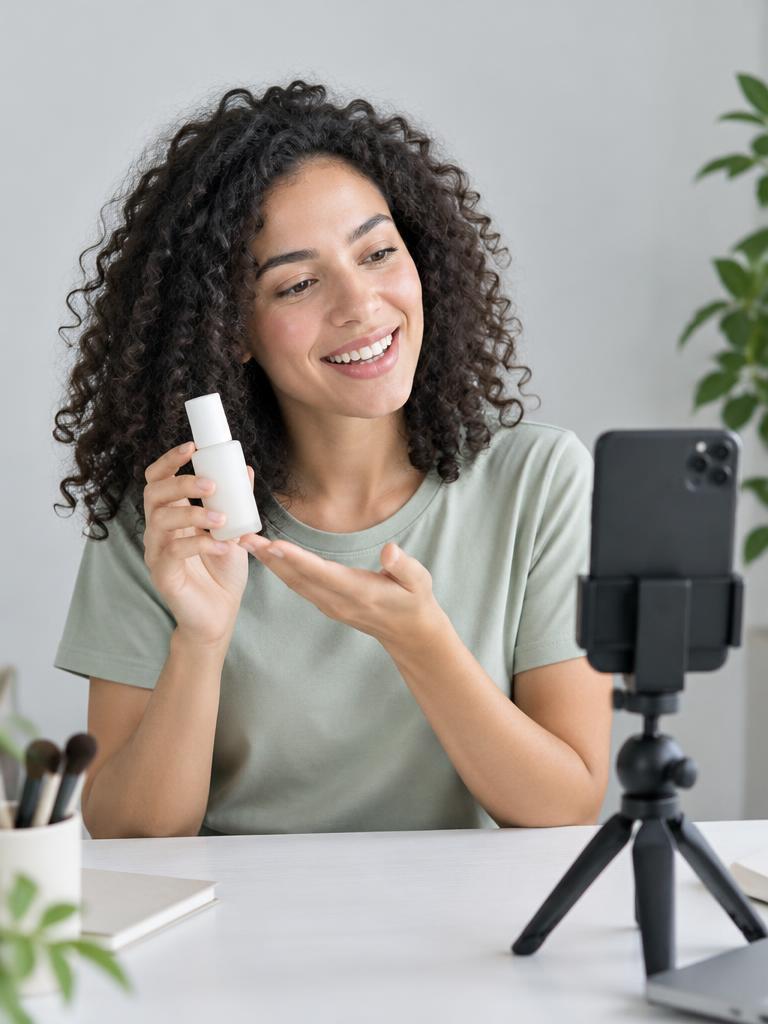Illustration of a creator recording a product video at home